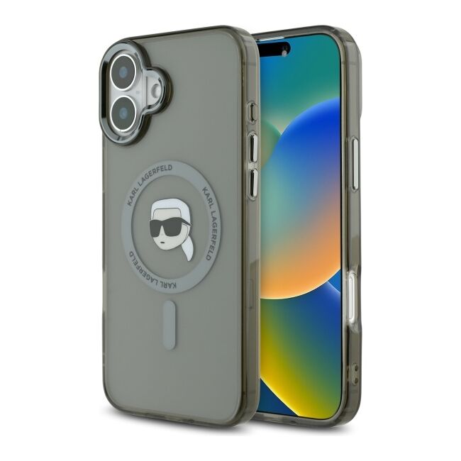 Husa pentru  iPhone 16 Karl Lagerfeld - IML MagSafe - gri deschis