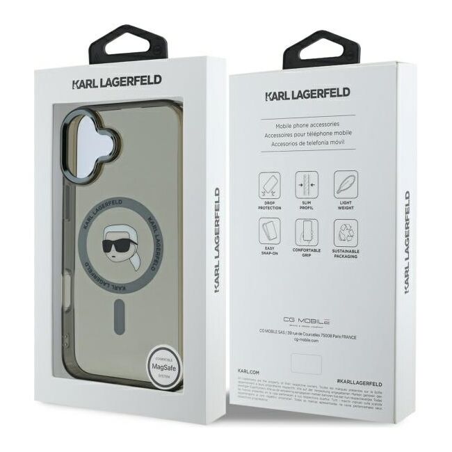 Husa pentru  iPhone 16 Karl Lagerfeld - IML MagSafe - gri deschis