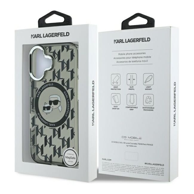 Husa pentru  iPhone 16 Karl Lagerfeld - IML MagSafe - gri inchis