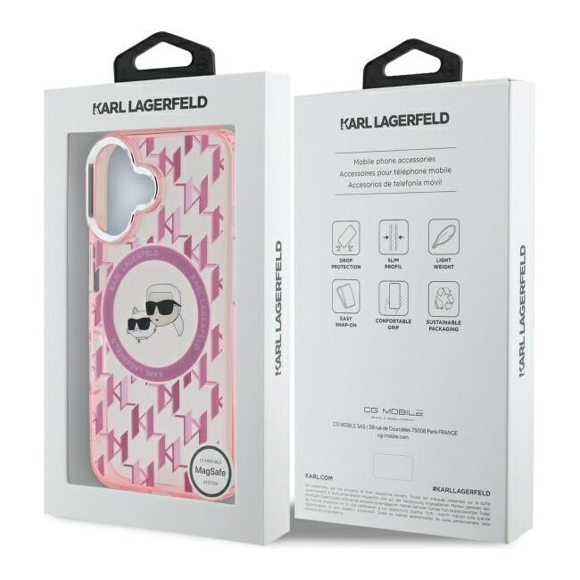 Husa pentru  iPhone 16 Karl Lagerfeld - IML MagSafe - roz