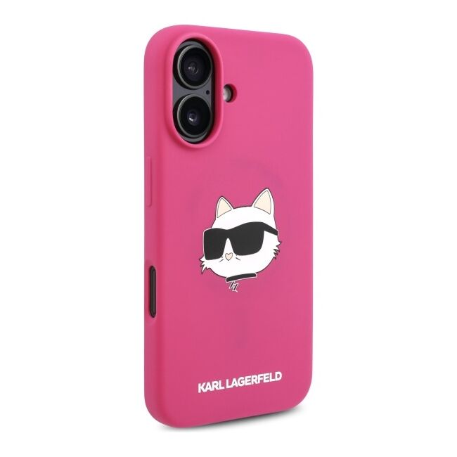 Husa pentru  iPhone 16 Karl Lagerfeld - Silicone MagSafe - fucsia