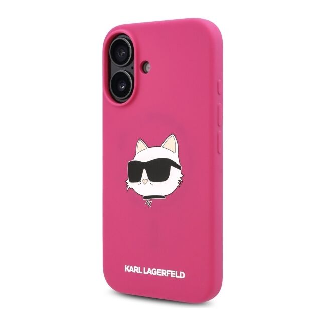 Husa pentru  iPhone 16 Karl Lagerfeld - Silicone MagSafe - fucsia