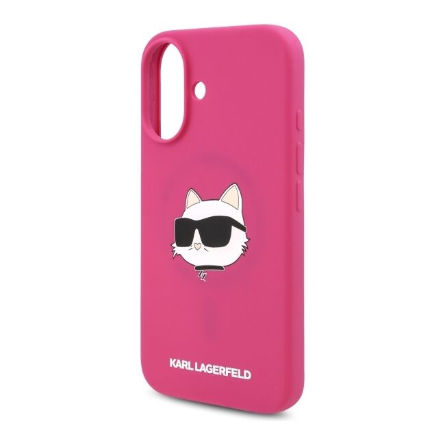 Husa pentru  iPhone 16 Karl Lagerfeld - Silicone MagSafe - fucsia