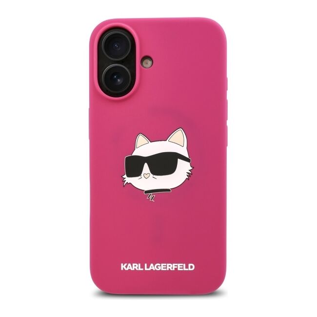 Husa pentru  iPhone 16 Karl Lagerfeld - Silicone MagSafe - fucsia