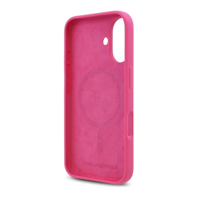 Husa pentru  iPhone 16 Karl Lagerfeld - Silicone MagSafe - fucsia