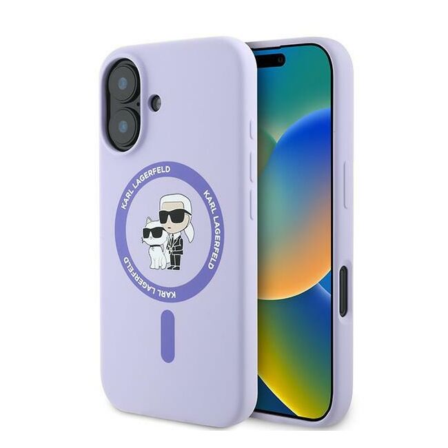 Husa pentru  iPhone 16 Karl Lagerfeld - Silicone MagSafe - mov