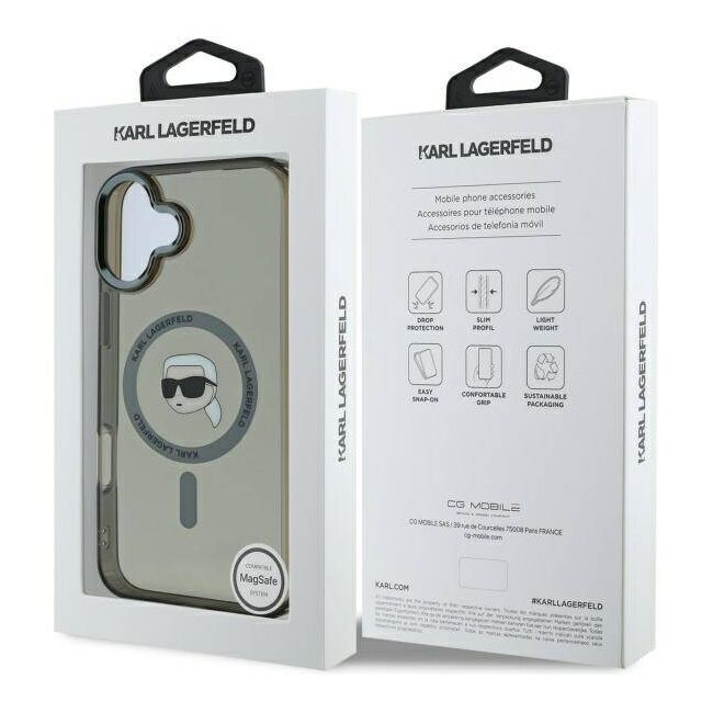 Husa pentru  iPhone 16 Plus Karl Lagerfeld - IML MagSafe - gri inchis