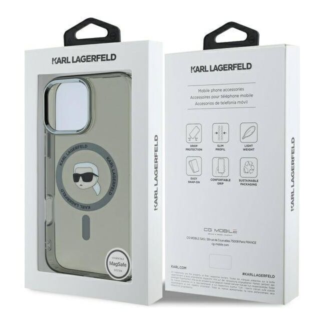 Husa pentru  iPhone 16 Pro Karl Lagerfeld - IML MagSafe - gri deschis