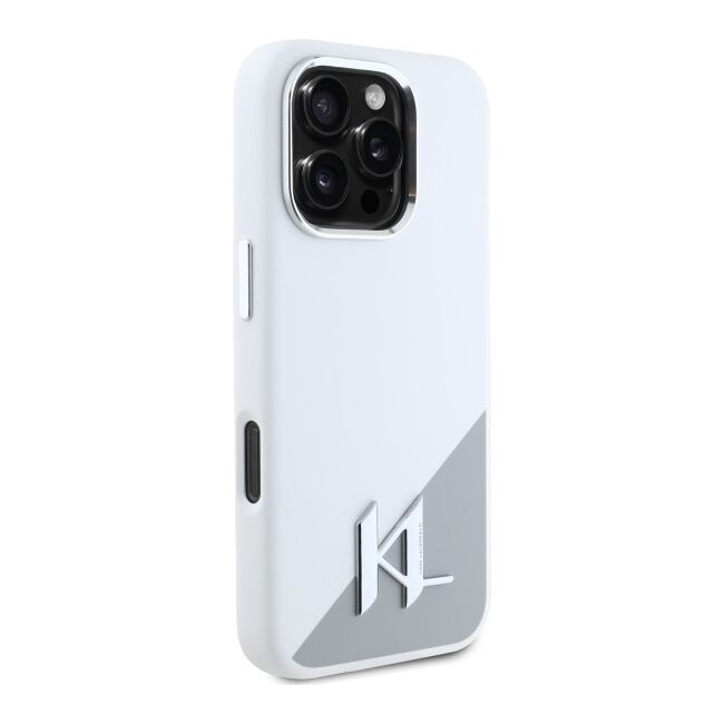 Husa pentru  iPhone 16 Pro Karl Lagerfeld - Silicone MagSafe - alb