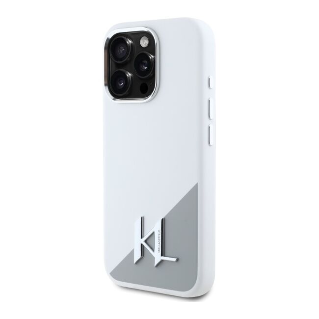 Husa pentru  iPhone 16 Pro Karl Lagerfeld - Silicone MagSafe - alb