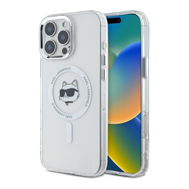Husa pentru  iPhone 16 Pro Max Karl Lagerfeld - IML MagSafe - alb mat