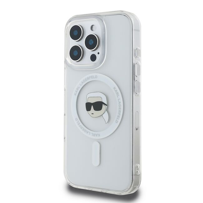 Husa pentru  iPhone 16 Pro Max Karl Lagerfeld - IML MagSafe - alb