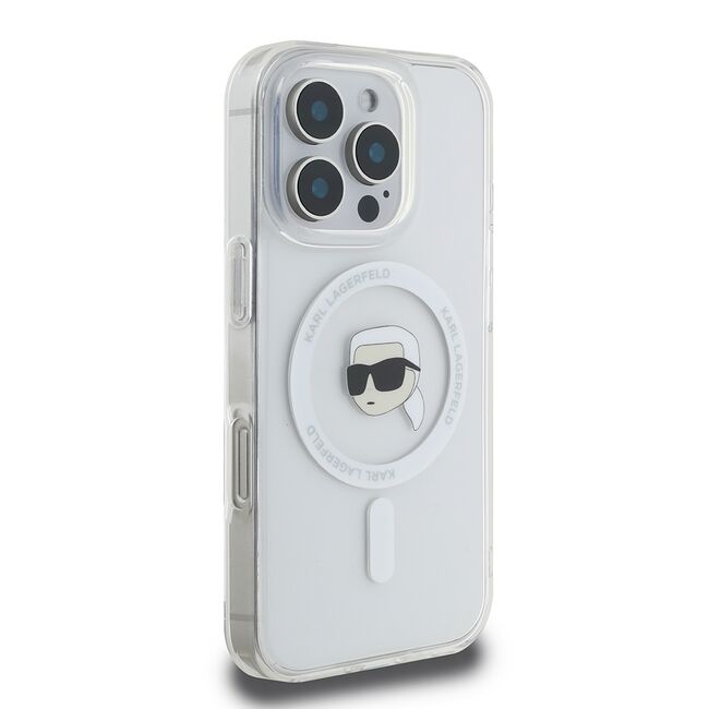 Husa pentru  iPhone 16 Pro Max Karl Lagerfeld - IML MagSafe - alb