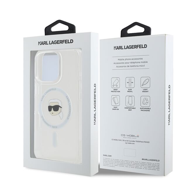 Husa pentru  iPhone 16 Pro Max Karl Lagerfeld - IML MagSafe - alb