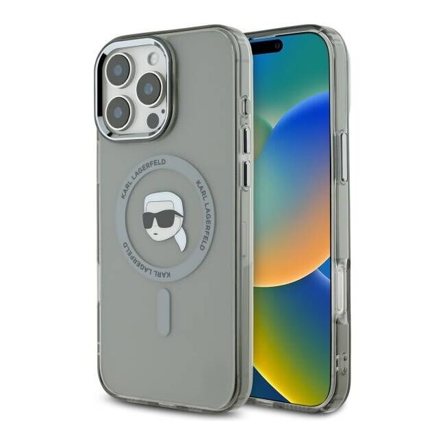 Husa pentru  iPhone 16 Pro Max Karl Lagerfeld - IML MagSafe - gri deschis