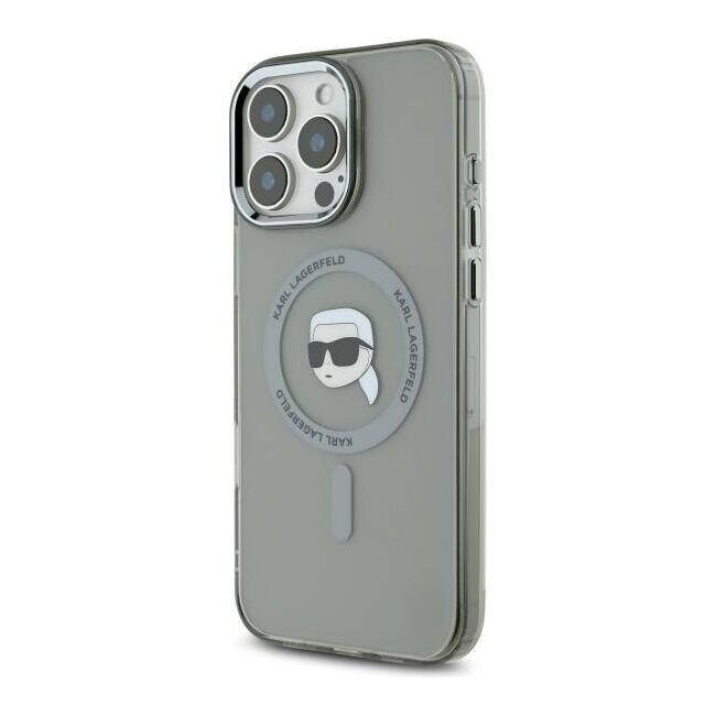 Husa pentru  iPhone 16 Pro Max Karl Lagerfeld - IML MagSafe - gri deschis