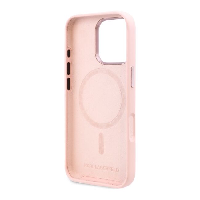 Husa pentru  iPhone 16 Pro Max Karl Lagerfeld - Silicone MagSafe - roz