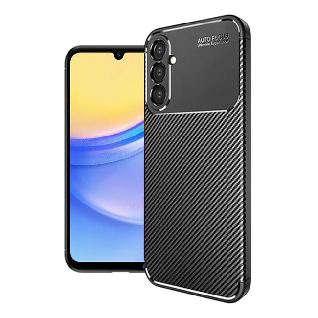 Husa de protectie pentru  Samsung Galaxy A16 Auto Focus Slim, Anti-Scratch, cu fibra de carbon si protectie lentile - Negru