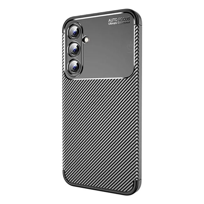 Husa de protectie pentru  Samsung Galaxy A16 Auto Focus Slim, Anti-Scratch, cu fibra de carbon si protectie lentile - Negru