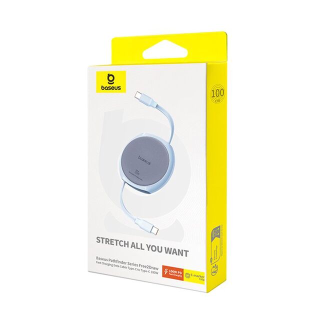 Cablu Baseus - Data Cable Pathfinder Series USB Tip C - USB Tip C 100W, retractabil, 1m -  albastru