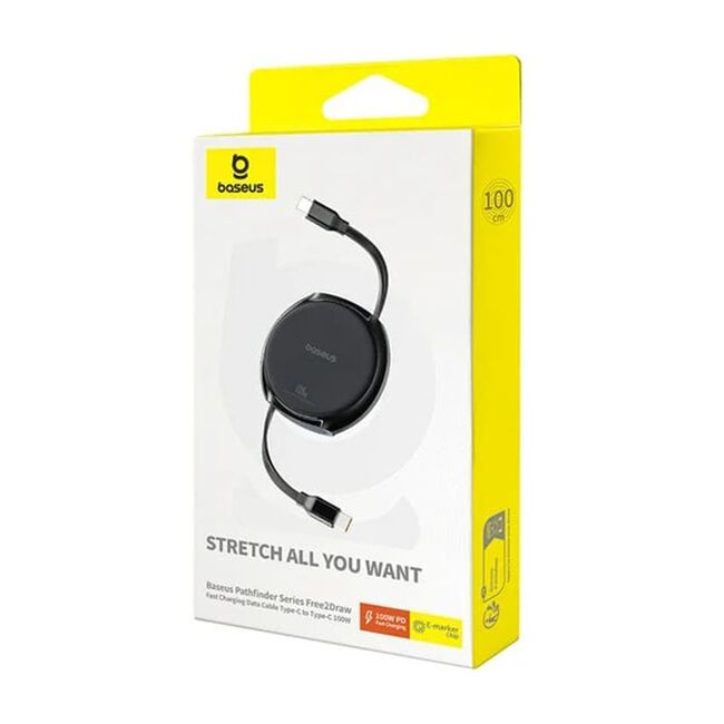 Cablu Baseus - Data Cable Pathfinder Series USB Tip C - USB Tip C 100W, retractabil, 1m -  negru