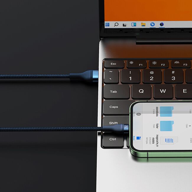 Cablu de date si incarcare 3 in 1 Baseus - Data Cable Flash Series 2 USB 3.0 la USB Type-C, Lightning, Micro-USB Fast Charging 66W, 1.2 m - albastru