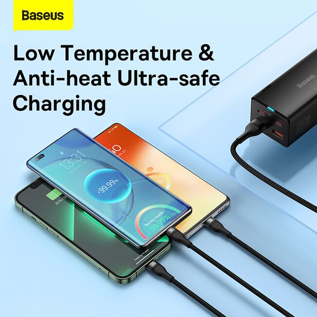 Cablu de date si incarcare 3 in 1 Baseus - Data Cable Flash Series 2 USB 3.0 la USB Type-C, Lightning, Micro-USB Fast Charging 66W, 1.2 m - negru