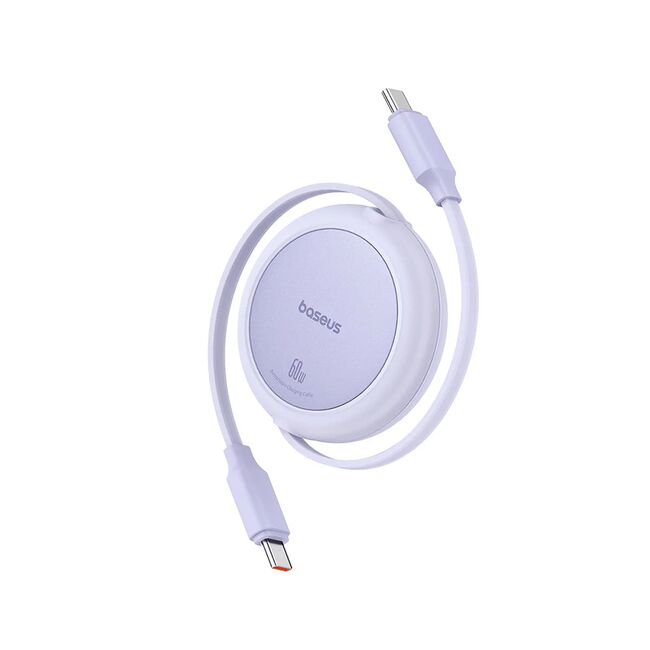 Cablu de date si incarcare Baseus - Data Cable Free2Pull Mini USB Type-C la USB Type-C, Fast Charging 60W, retractabil, 1m - mov
