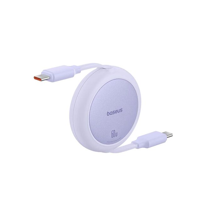 Cablu de date si incarcare Baseus - Data Cable Free2Pull Mini USB Type-C la USB Type-C, Fast Charging 60W, retractabil, 1m - mov