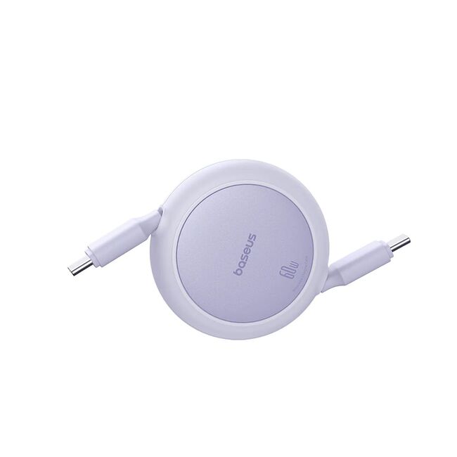 Cablu de date si incarcare Baseus - Data Cable Free2Pull Mini USB Type-C la USB Type-C, Fast Charging 60W, retractabil, 1m - mov