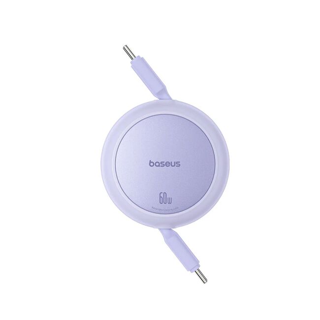 Cablu de date si incarcare Baseus - Data Cable Free2Pull Mini USB Type-C la USB Type-C, Fast Charging 60W, retractabil, 1m - mov