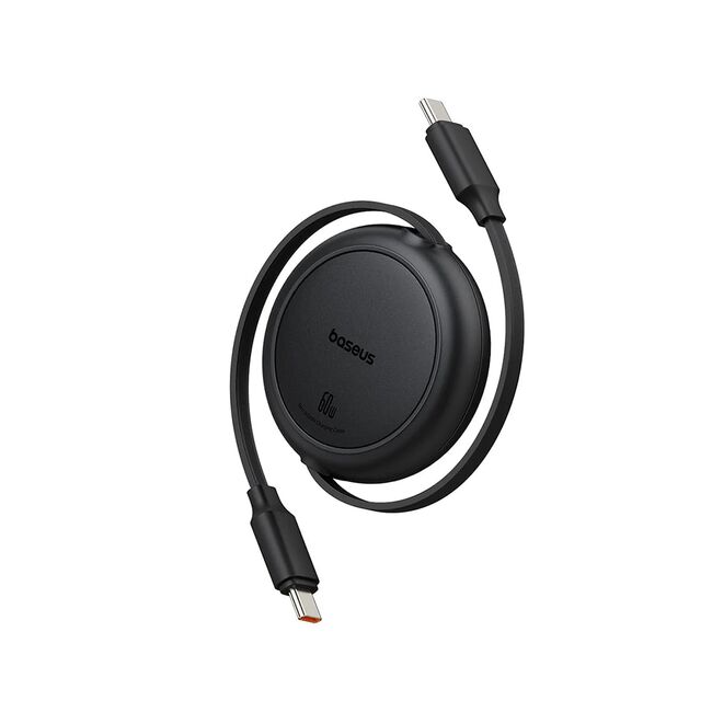 Cablu de date si incarcare Baseus - Data Cable Free2Pull Mini USB Type-C la USB Type-C, Fast Charging 60W, retractabil, 1m - negru