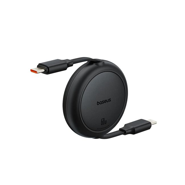 Cablu de date si incarcare Baseus - Data Cable Free2Pull Mini USB Type-C la USB Type-C, Fast Charging 60W, retractabil, 1m - negru