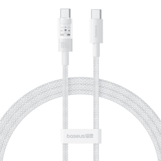 Cablu de date si incarcare Baseus - Data Cable Gem USB Type-C la USB Type-C, Super Fast Charging 100W, 1m - alb