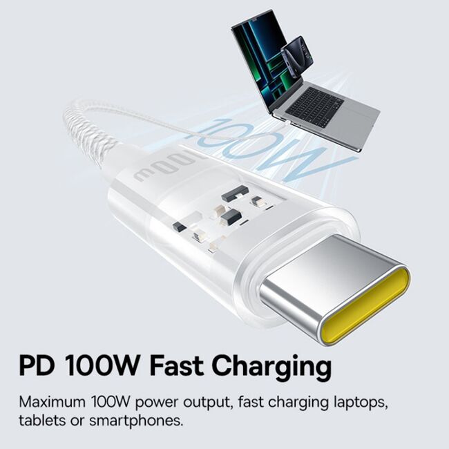 Cablu de date si incarcare Baseus - Data Cable Gem USB Type-C la USB Type-C, Super Fast Charging 100W, 2m - alb