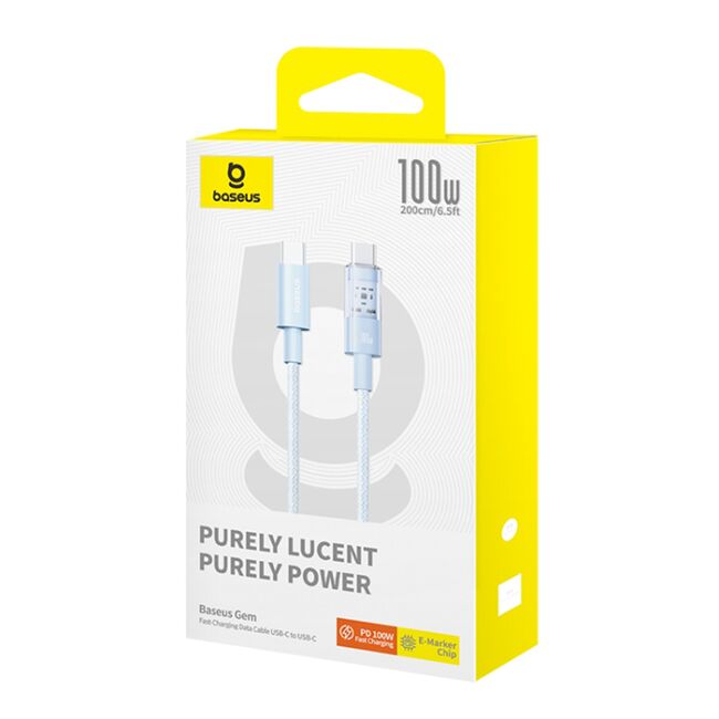 Cablu de date si incarcare Baseus - Data Cable Gem USB Type-C la USB Type-C, Super Fast Charging 100W, 2m - albastru