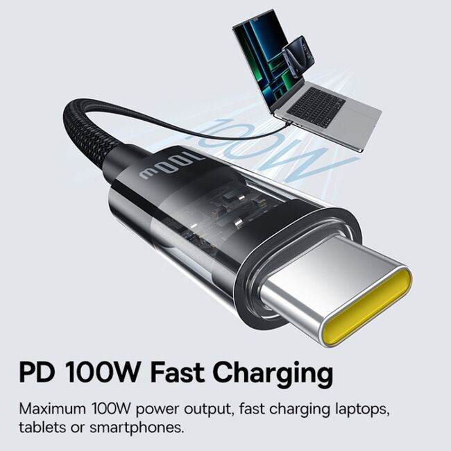 Cablu de date si incarcare Baseus - Data Cable Gem USB Type-C la USB Type-C, Super Fast Charging 100W, 2m - negru