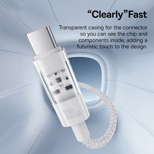 Cablu de date si incarcare Baseus - Data Cable Gem USB la USB Type-C, Super Fast Charging 100W, 1m - alb