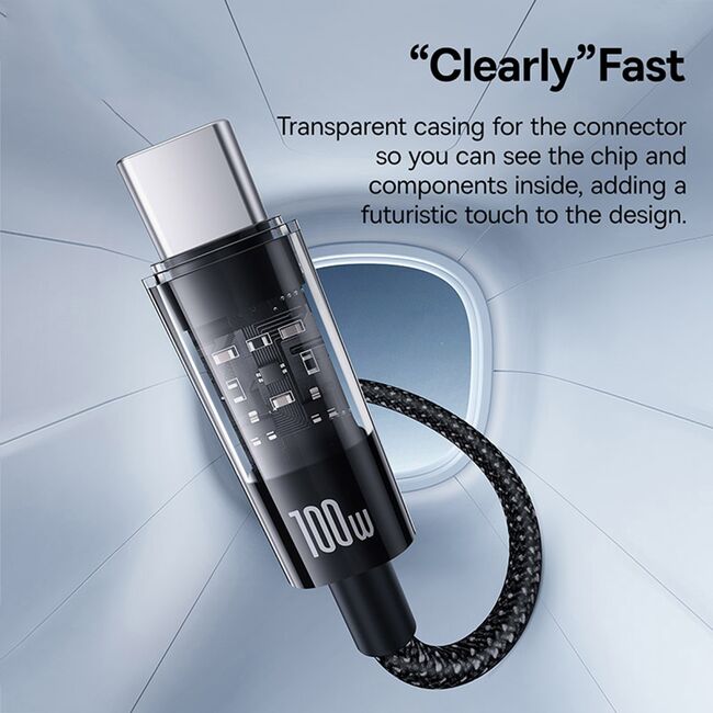 Cablu de date si incarcare Baseus - Data Cable Gem USB la USB Type-C, Super Fast Charging 100W, 1m - negru