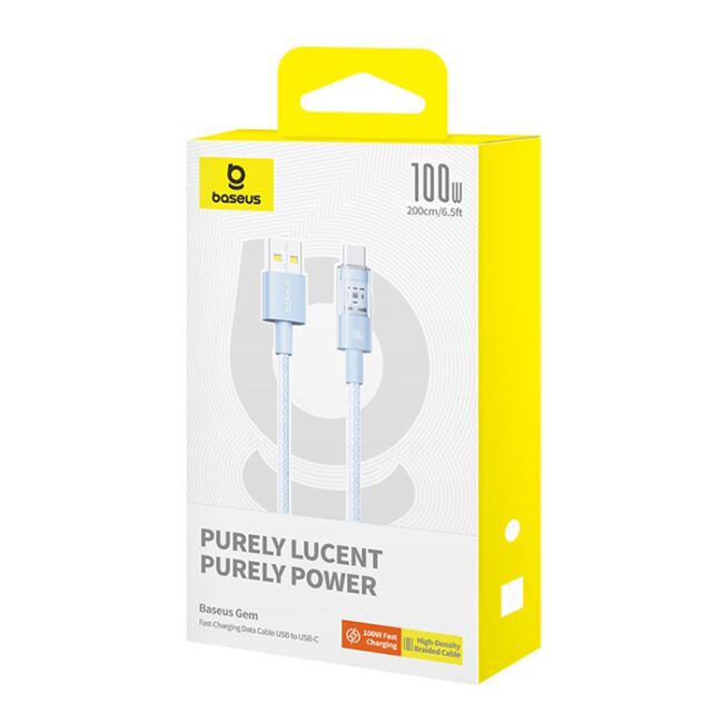 Cablu de date si incarcare Baseus - Data Cable Gem USB la USB Type-C, Super Fast Charging 100W, 2m - albastru