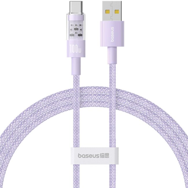 Cablu de date si incarcare Baseus - Data Cable Gem USB la USB Type-C, Super Fast Charging 100W, 2m - mov