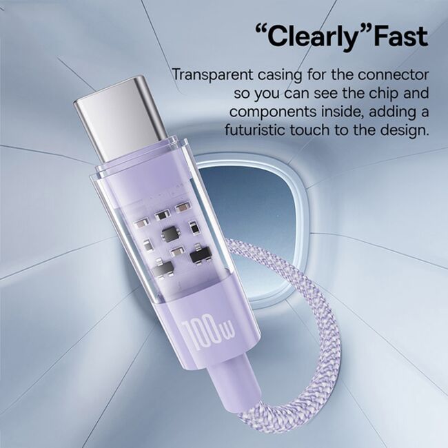 Cablu de date si incarcare Baseus - Data Cable Gem USB la USB Type-C, Super Fast Charging 100W, 2m - mov