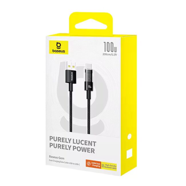 Cablu de date si incarcare Baseus - Data Cable Gem USB la USB Type-C, Super Fast Charging 100W, 2m - negru