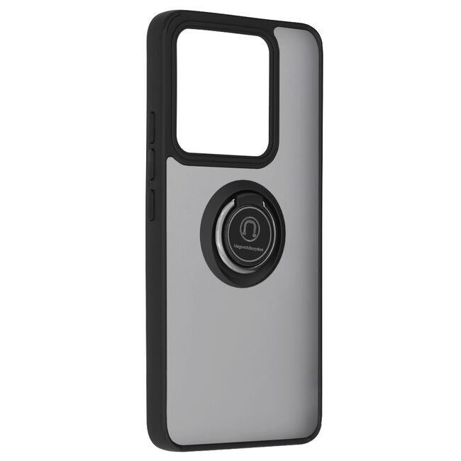 Husa de protectie pentru  Xiaomi 14T premium cu inel stand rotativ, suport magnetic si bumper anti-alunecare - negru