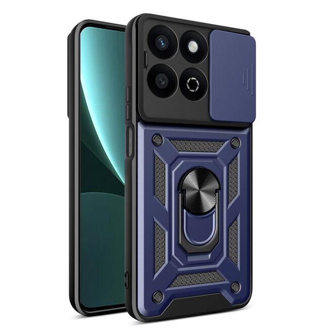 Husa pentru  Honor 200 Smart Ring Armor Kickstand Tough Rugged Cover cu protectie camera, albastru