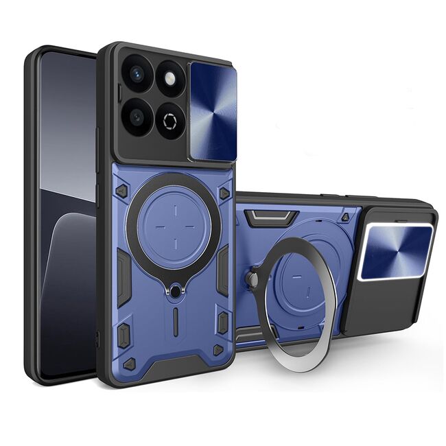 Husa pentru  Honor 200 Smart cu protecție pentru cameră și suport magnetic integrat Ring Shockproof, albastru