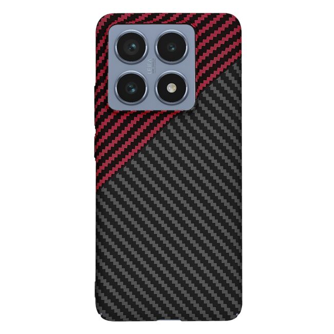 Husa pentru  Xiaomi 14T Pro CarbonFiber UltraSlim, Lightweight, rosu inchis