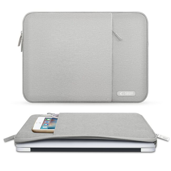 Husă Laptop Slim Business 15-16" – Design Elegant, Protecție Completă, Compartiment Accesorii, Ideală pentru MacBook, Lenovo, ASUS, HP, Dell, gri
