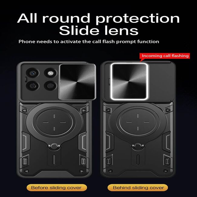 Husa pentru  Honor 200 Smart cu protecție pentru cameră și suport magnetic integrat Ring Shockproof, roz