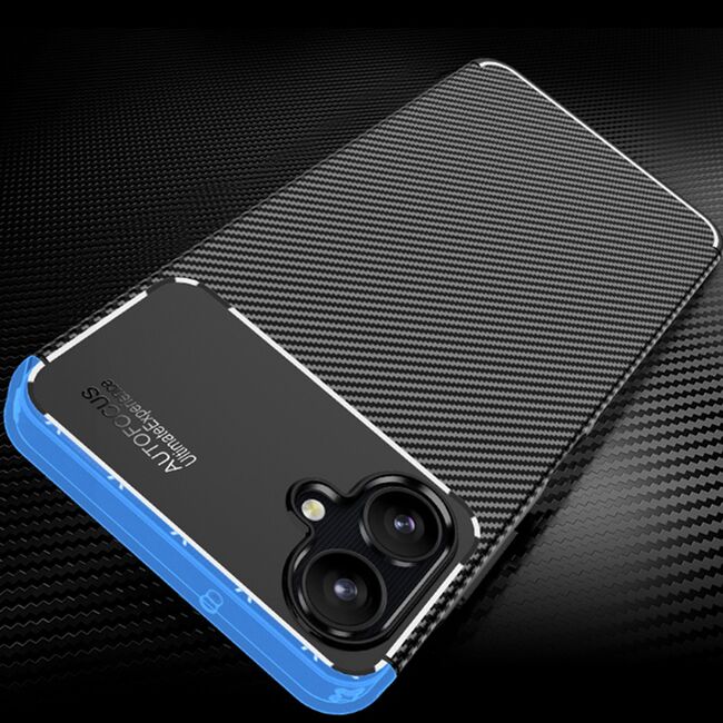 Husa de protectie pentru  Samsung Galaxy A06 Auto Focus Slim, Anti-Scratch, cu fibra de carbon si protectie lentile - Negru